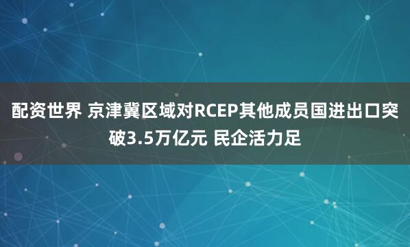 配资世界 京津冀区域对RCEP其他成员国进出口突破3.5万亿元 民企活力足
